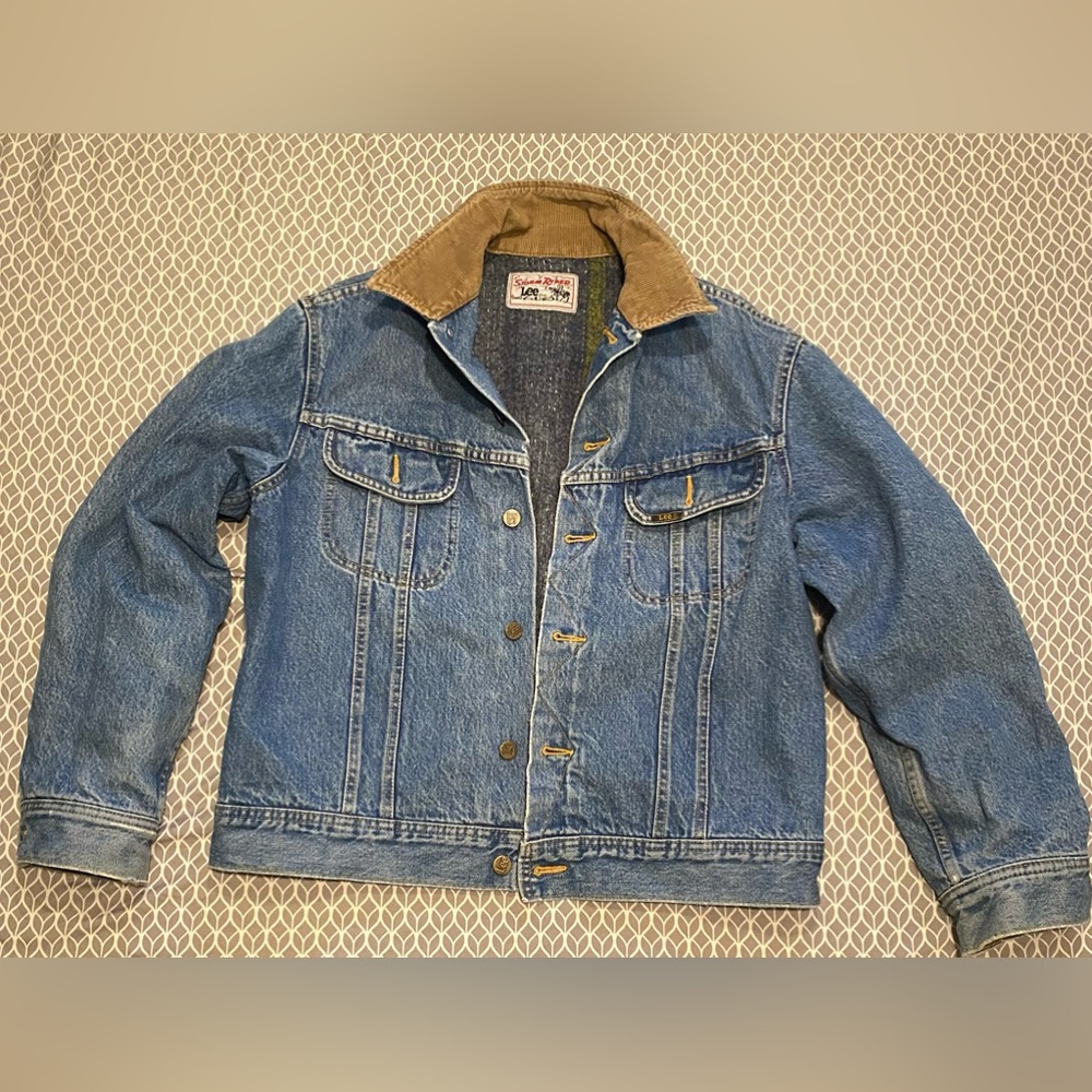 Vintage 1987 Lee Storm Rider Denim Jacket M Medium Blanket Lined Aged Excellent